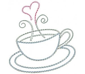 Stickdatei TEA PARTY Fransenappli Tasse 2